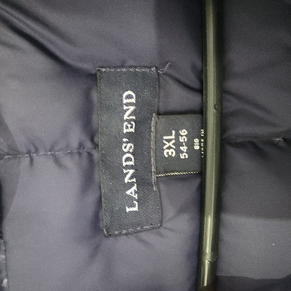 Mens Navy-Blue Lands End Goose Down Puffer Vest sz 3XL / 54-56 solid winter coat - Picture 3 of 5